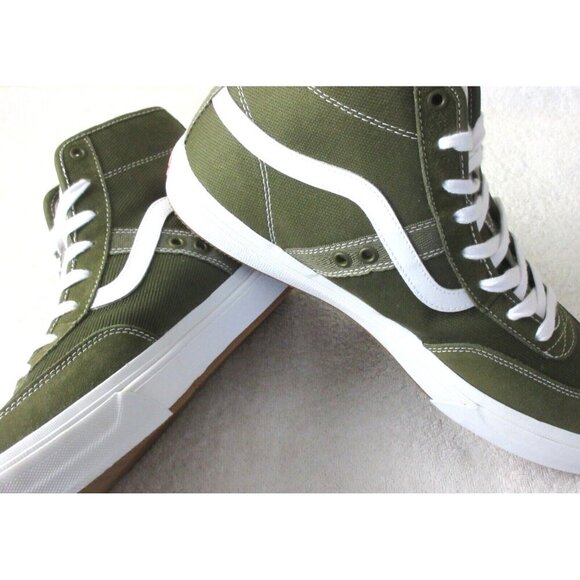 Vans Men's Gilbert Crockett Hi Dark Olive Green White Canvas shoes Sizes NIB - Picture 4 of 5